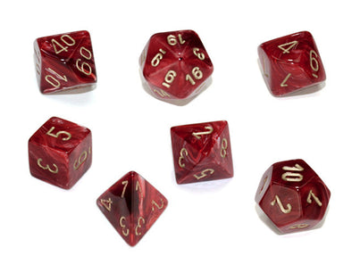 Chessex - 7 Piece - Vortex - Burgundy/Gold available at 401 Games Canada