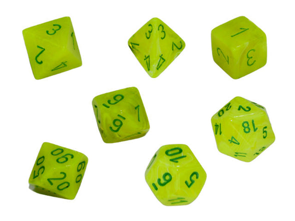 Chessex - 7 Piece - Vortex - Electric Yellow/Green available at 401 Games Canada