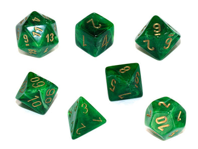 Chessex - 7 Piece - Vortex - Green/Gold available at 401 Games Canada