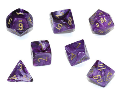 Chessex - 7 Piece - Vortex - Purple/Gold available at 401 Games Canada