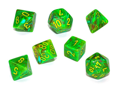 Chessex - 7 Piece - Vortex - Slime/Yellow available at 401 Games Canada