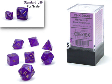 Chessex - Mini 7 Piece - Borealis - Royal Purple/Gold Luminary available at 401 Games Canada