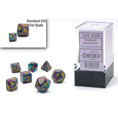 Chessex - Mini 7 Piece - Festive - Mosaic/Yellow available at 401 Games Canada