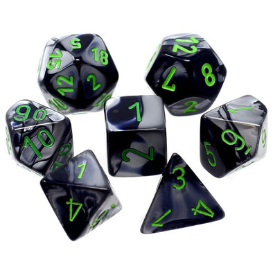 Chessex - Mini 7 Piece - Gemini - Black-Gray/Green available at 401 Games Canada