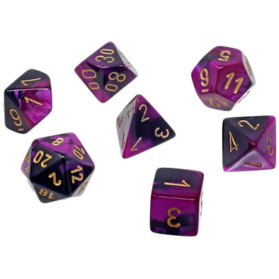 Chessex - Mini 7 Piece - Gemini -Black-Purple/Gold available at 401 Games Canada