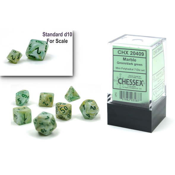 Chessex - Mini 7 Piece - Marble - Green/Dark Green available at 401 Games Canada