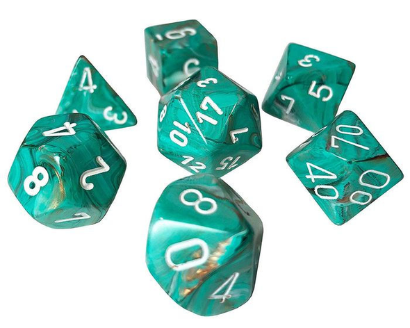 Chessex - Mini 7 Piece - Marble - Oxi-Copper/White available at 401 Games Canada