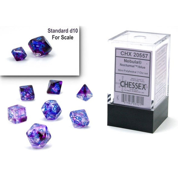 Chessex - Mini 7 Piece - Nebula - Nocturnal/Blue Luminary available at 401 Games Canada