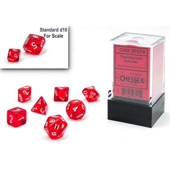 Chessex - Mini 7 Piece - Translucent - Red/White available at 401 Games Canada