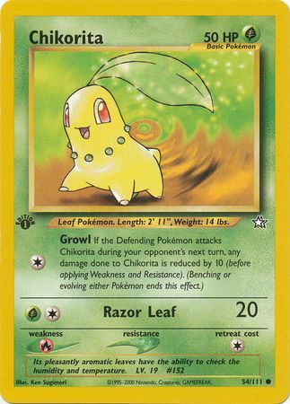 Chikorita - 54/111 - Common - 1st Edition available at 401 Games Canada