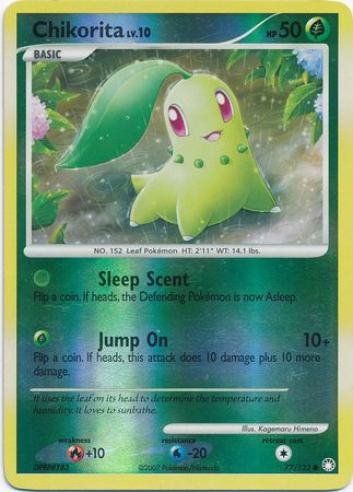 Chikorita - 77/123 - Common - Reverse Holo available at 401 Games Canada