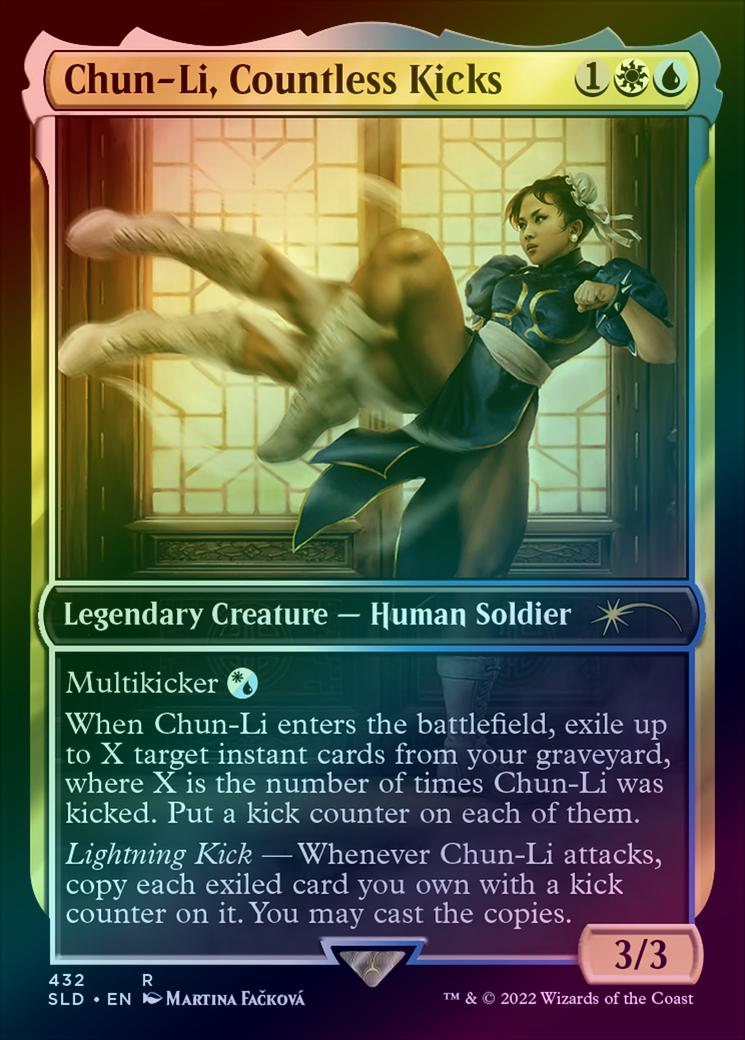 chun li mtg card Chun-li Countless Kicks from street fighter secret lair cEDH review Power/Toughness3/3 Artist Street Fighter themed Magic: The