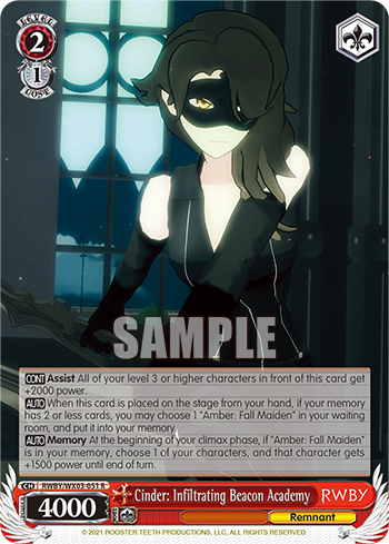 Cinder: Infiltrating Beacon Academy - RWBY/WX03-051 - Rare available at 401 Games Canada