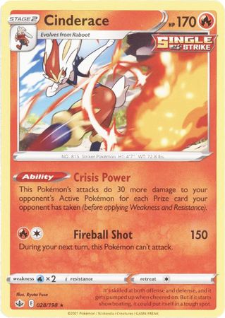 Cinderace - 028/198 - Rare - Theme Deck Exclusive available at 401 Games Canada