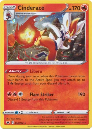 Cinderace - 034/202 - Alternate Holo Rare available at 401 Games Canada