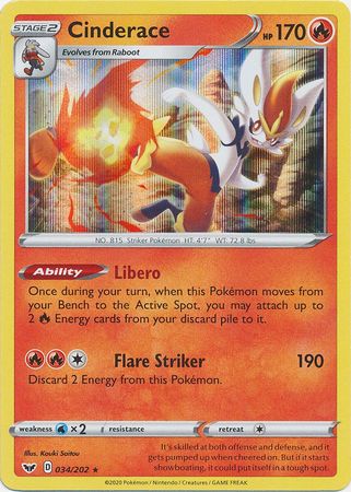 Cinderace - 034/202 - Holo Rare available at 401 Games Canada