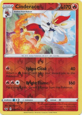 Cinderace - 036/202 - Rare - Reverse Holo available at 401 Games Canada