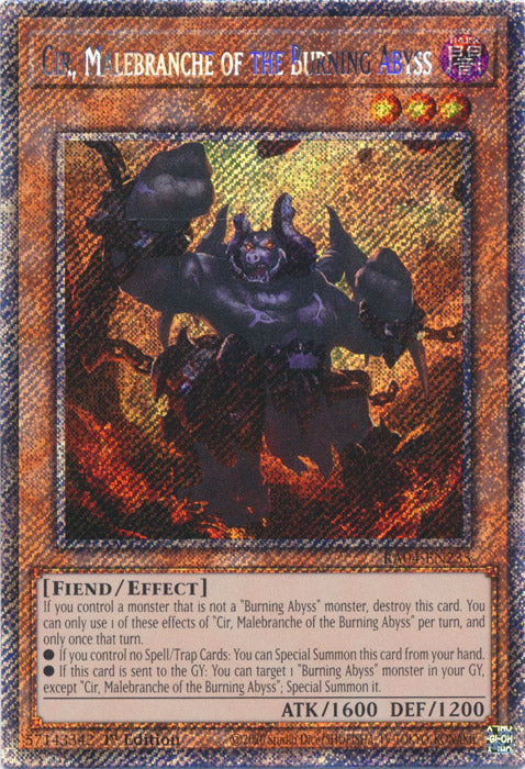 Cir, Malebranche of the Burning Abyss (Platinum Secret Rare) - RA04-EN235 - Platinum Secret Rare - 1st Edition