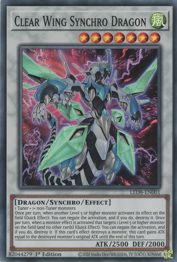 Clear Wing Synchro Dragon - LED8-EN001 - Super Rare - 1st Edition available at 401 Games Canada