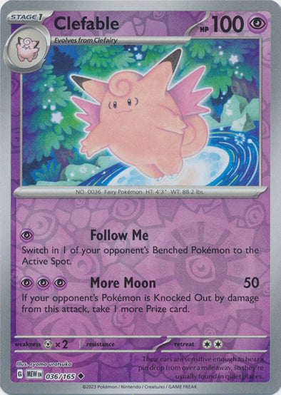 Clefable - 036/165 - Uncommon - Reverse Holo available at 401 Games Canada