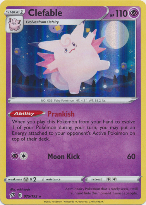 Clefable - 075/192 - Holo Rare available at 401 Games Canada