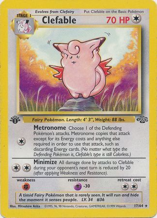 Clefable - 17/64 - Rare - 1st Edition available at 401 Games Canada