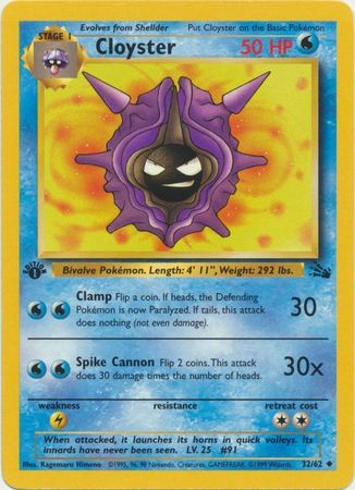 Cloyster - 32/62 - Uncommon - 1st Edition available at 401 Games Canada