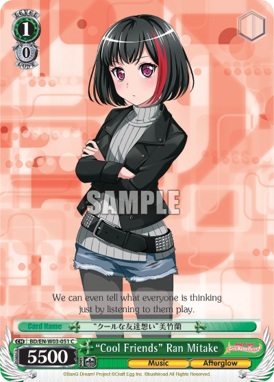 "Cool Friends" Ran Mitake - BD/EN-W03-051 - Common available at 401 Games Canada