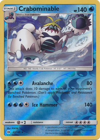 Crabominable - 43/149 - Rare - Reverse Holo available at 401 Games Canada