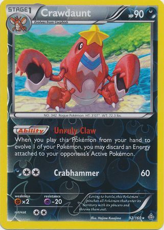 Crawdaunt - 92/160 - Holo Rare - Reverse Holo available at 401 Games Canada