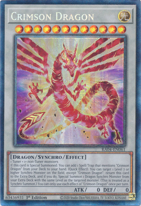 Crimson Dragon (card) (PCR) - RA04-EN061 - Prismatic Collector's Rare - 1st Edition