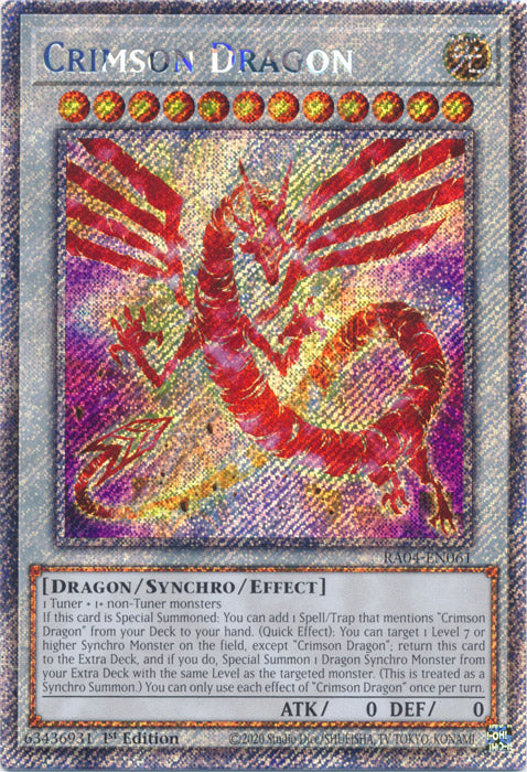 Crimson Dragon (card) (Platinum Secret Rare) - RA04-EN061 - Platinum Secret Rare - 1st Edition