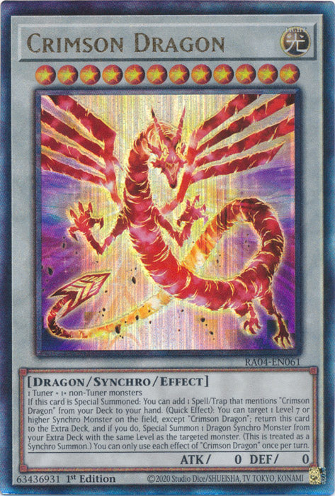 Crimson Dragon (card) (PUR) - RA04-EN061 - Prismatic Ultimate Rare - 1st Edition