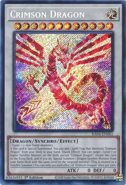 Crimson Dragon (card) (Secret Rare) - RA04-EN061 - Secret Rare - 1st Edition