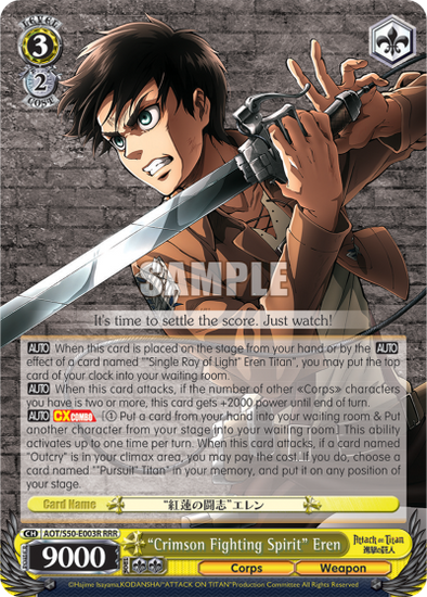 "Crimson Fighting Spirit" Eren - AOT/S50-E003R - Triple Rare available at 401 Games Canada