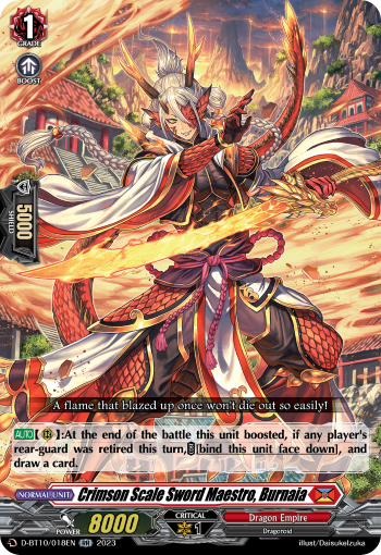 Crimson Scale Sword Maestro, Burnaia - D-BT10/018 - Double Rare available at 401 Games Canada