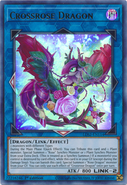 Crossrose Dragon (BLUE) - LDS2-EN114 - Ultra Rare - 1st Edition available at 401 Games Canada