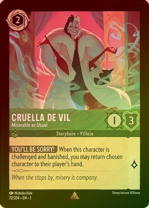 cruella deville lorcana card 401 Games Canada - Cruella de Vil (Miserable as Usual) - 72/204