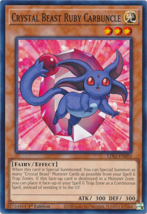 Crystal Beast Ruby Carbuncle - LDS1-EN092 - Common - 1st Edition available at 401 Games Canada
