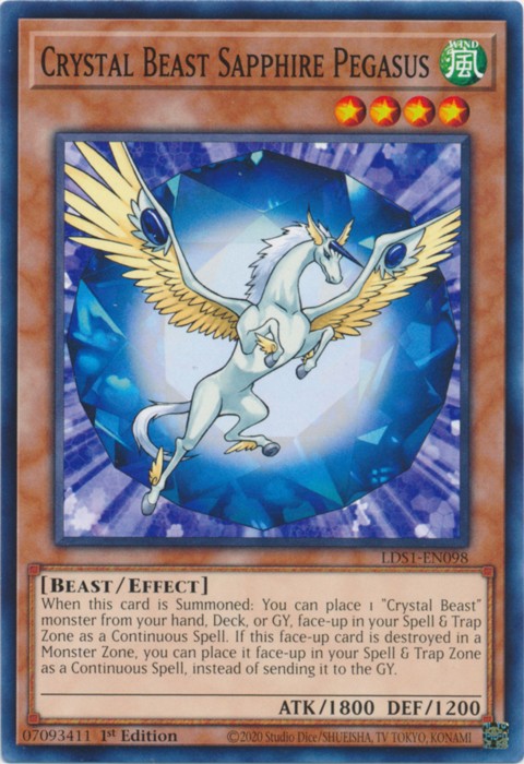 Crystal Beast Sapphire Pegasus - LDS1-EN098 - Common - 1st Edition available at 401 Games Canada