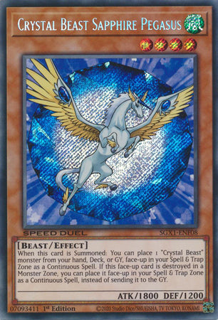 Crystal Beast Sapphire Pegasus - SGX1-ENF08 - Secret Rare - 1st Edition available at 401 Games Canada