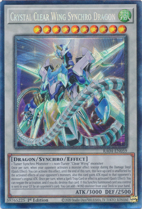 Crystal Clear Wing Synchro Dragon (PCR) - RA04-EN059 - Prismatic Collector's Rare - 1st Edition
