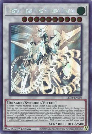 Crystal Clear Wing Synchro Dragon - LED8-EN005 - Ghost Rare - 1st Edition available at 401 Games Canada