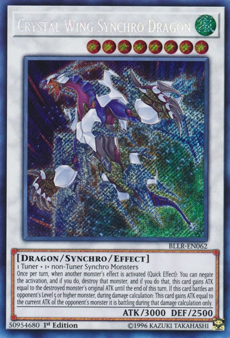 Crystal Wing Synchro Dragon - BLLR-EN062 - Secret Rare - 1st Edition available at 401 Games Canada