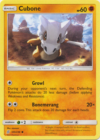 Cubone - 105/236 - Common available at 401 Games Canada