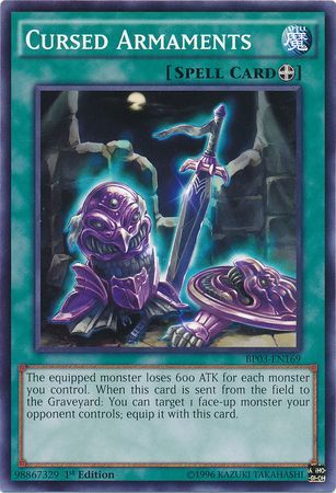 Cursed Armaments (Shatterfoil) - BP03-EN169 - Shatterfoil Rare - 1st Edition available at 401 Games Canada