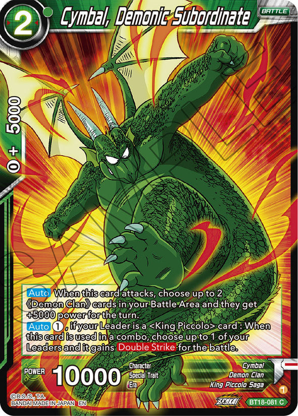 Cymbal, Demonic Subordinate - BT18-081 - Common available at 401 Games Canada