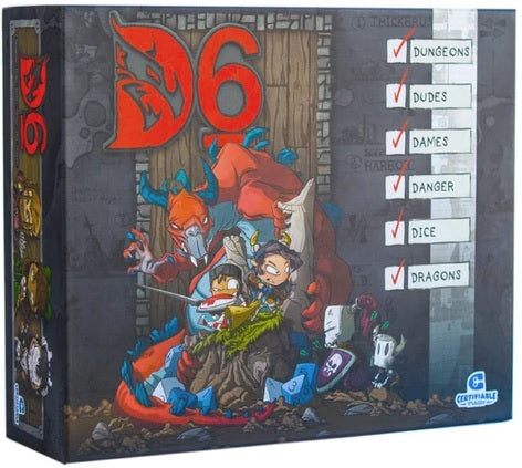 D6: Dungeons, Dudes, Dames, Danger, Dice and Dragons! available at 401 Games Canada