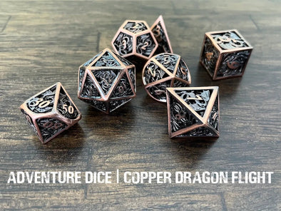 Adventure Dice - 7 Piece Set - Metal - Copper Dragon Flight