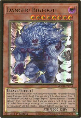 Danger! Bigfoot! (Alternate Art) - MGED-EN018 - Premium Gold Rare - 1st Edition available at 401 Games Canada